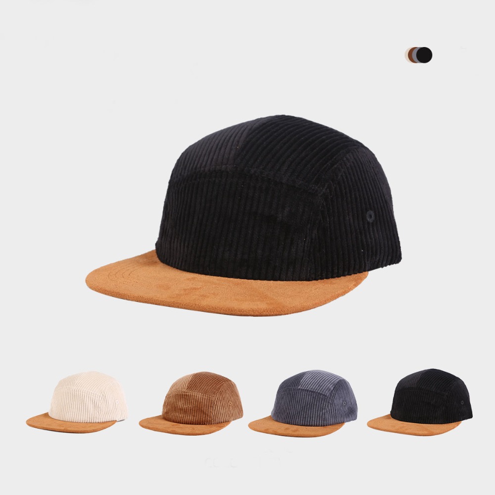 Corduroy Cap 5 Panel - Gorra de Béisbol Retro Versátil de