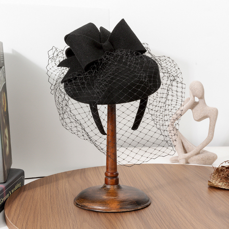 Beret French Wool - Tocado de boina negra francesa para