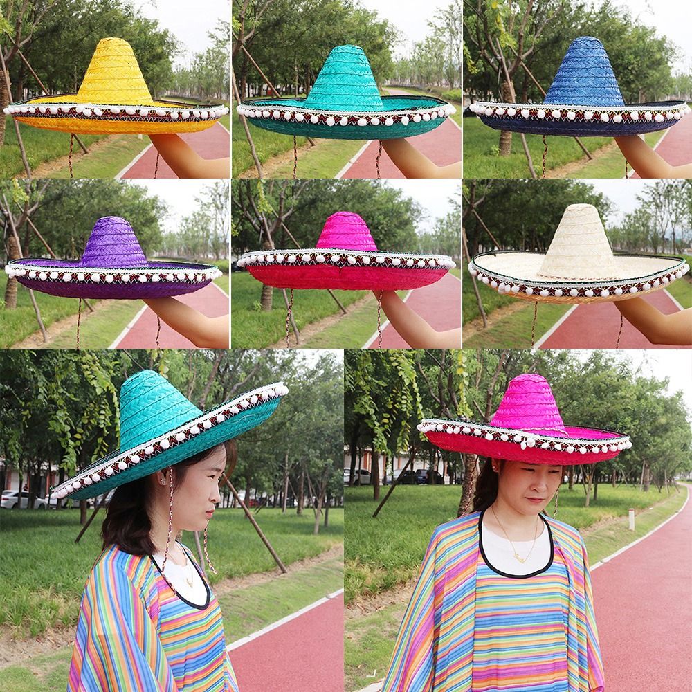 Sun Hat Wide Brim - Sombreros de paja de estilo mejicano