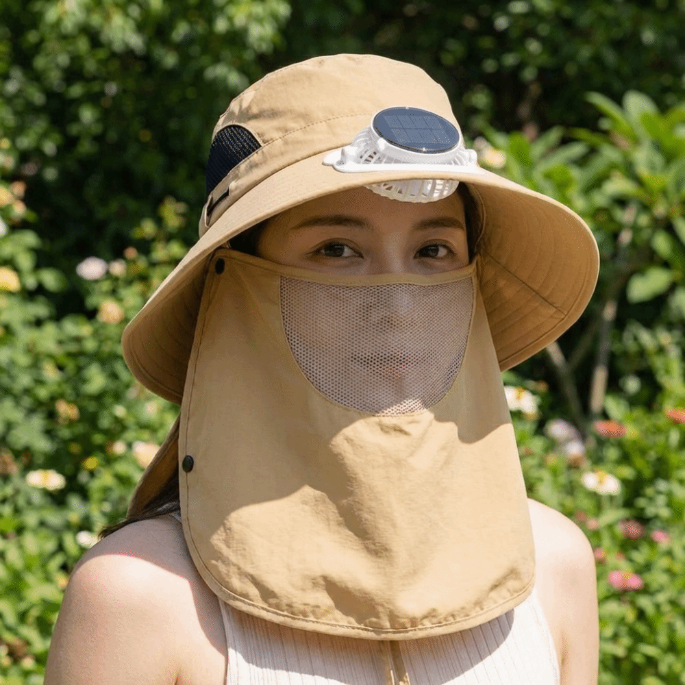 Sun Hat Wide Brim - Sombrero con Ventilador Solar Recargable Portátil,