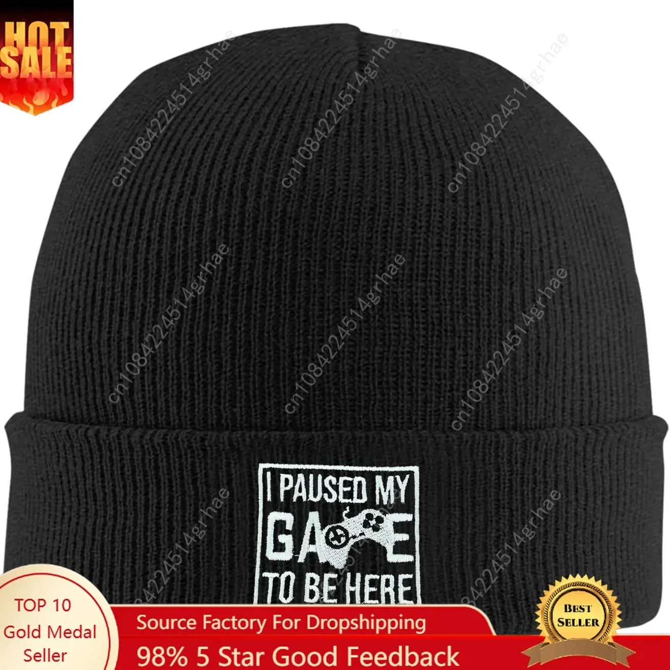 Beanie Cuffed Knit - Gorro de Punto con Bordado de