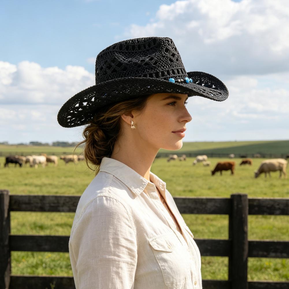 Cowboy Hat Straw - Sombrero de vaquero de ala ancha,