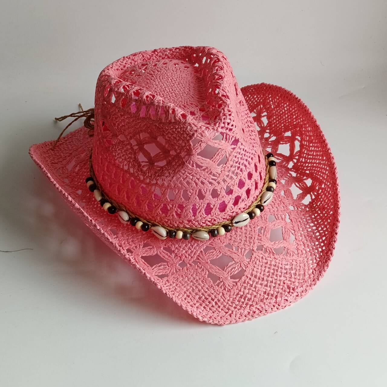 Cowboy Hat Straw - Sombrero vaquero rosa de paja, sombrero