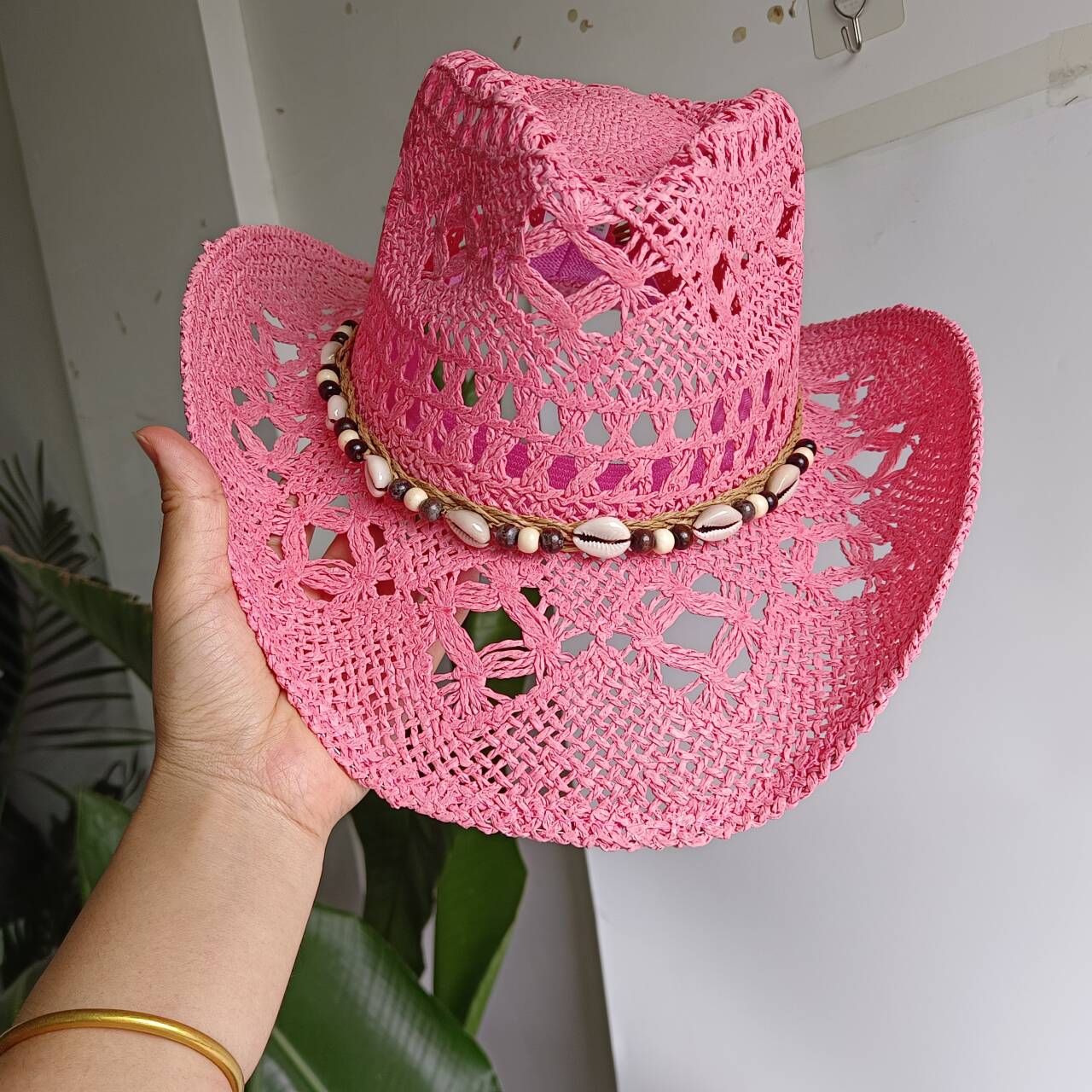 Sombrero vaquero rosa de paja, - Cowboy Hat Straw reseña y precio